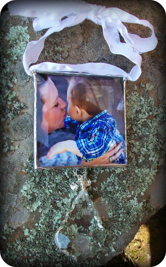 Insert Your Own Photo Soldered Glass Ornament With Chandelier Crystal And Rhinestones...