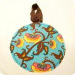Turquoise Chocolate Brown Paisley Fabric Flour..